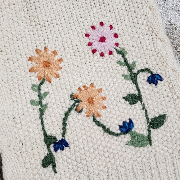 Lord & Taylor Embroidered Knit Wool Scarf - Picture 2 of 4